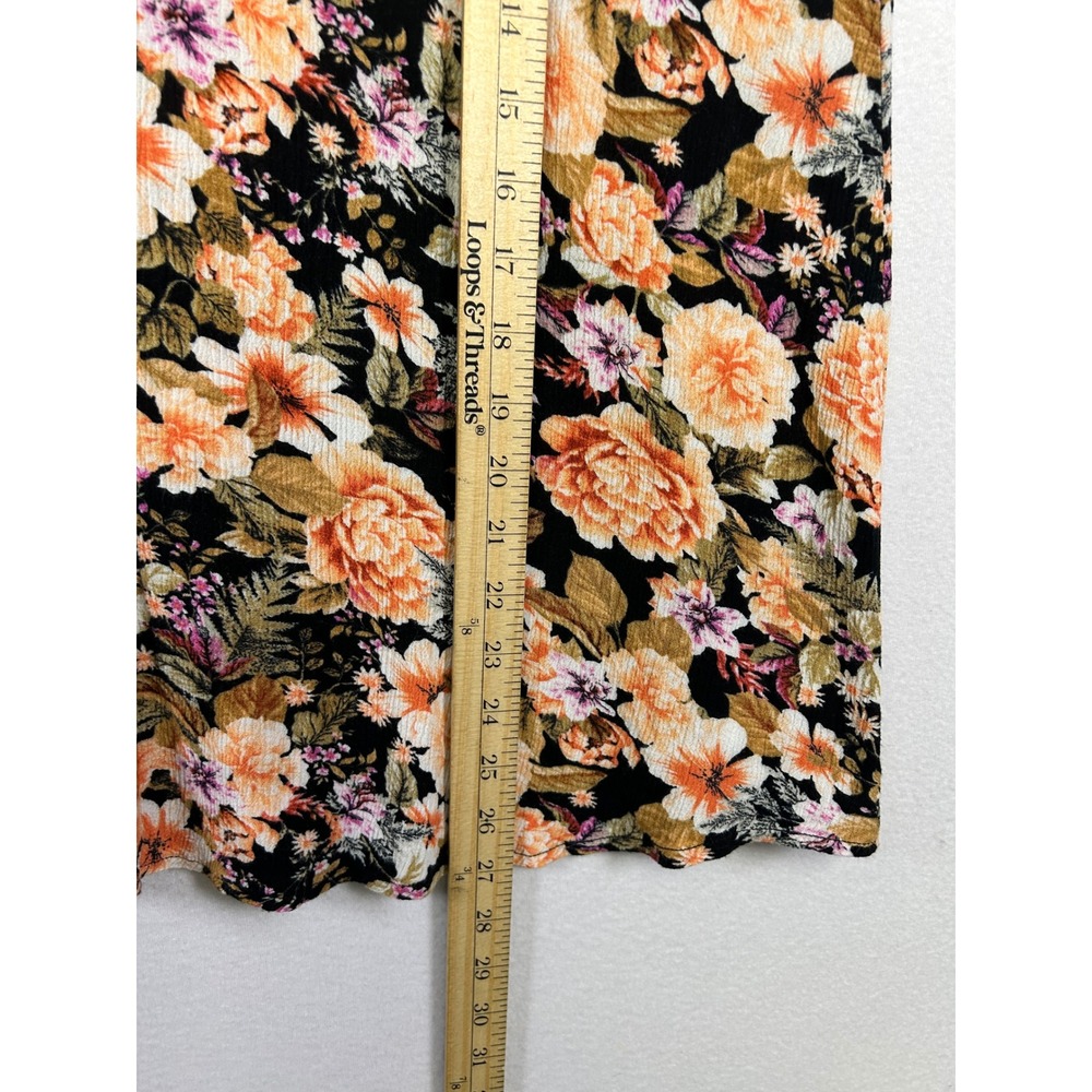Cottagecore Torrid Womens 2X Black Orange Floral V-Neck Rayon Tank Top Blouse - Picture 5 of 9